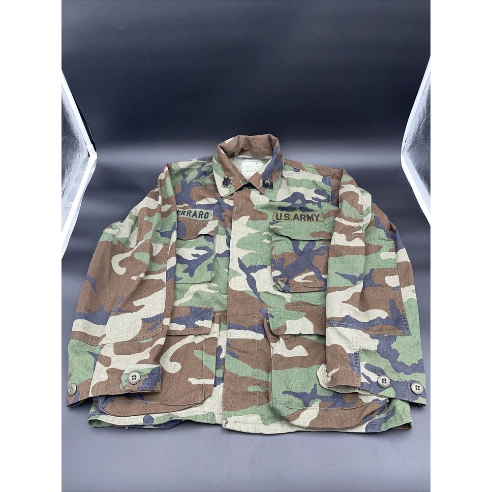 US Army  Camo Ripstop Shirt Genuine Issue Army Combat Shirt With Name + Patches